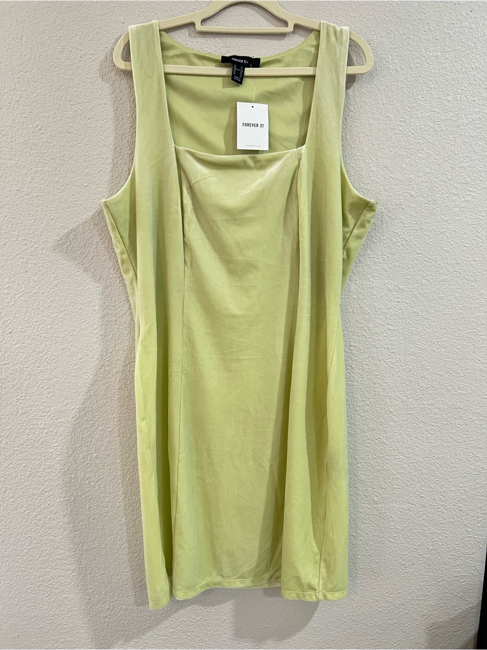 Forever 21 Pale Lime Sleeveless Square-Neck Mini Dress